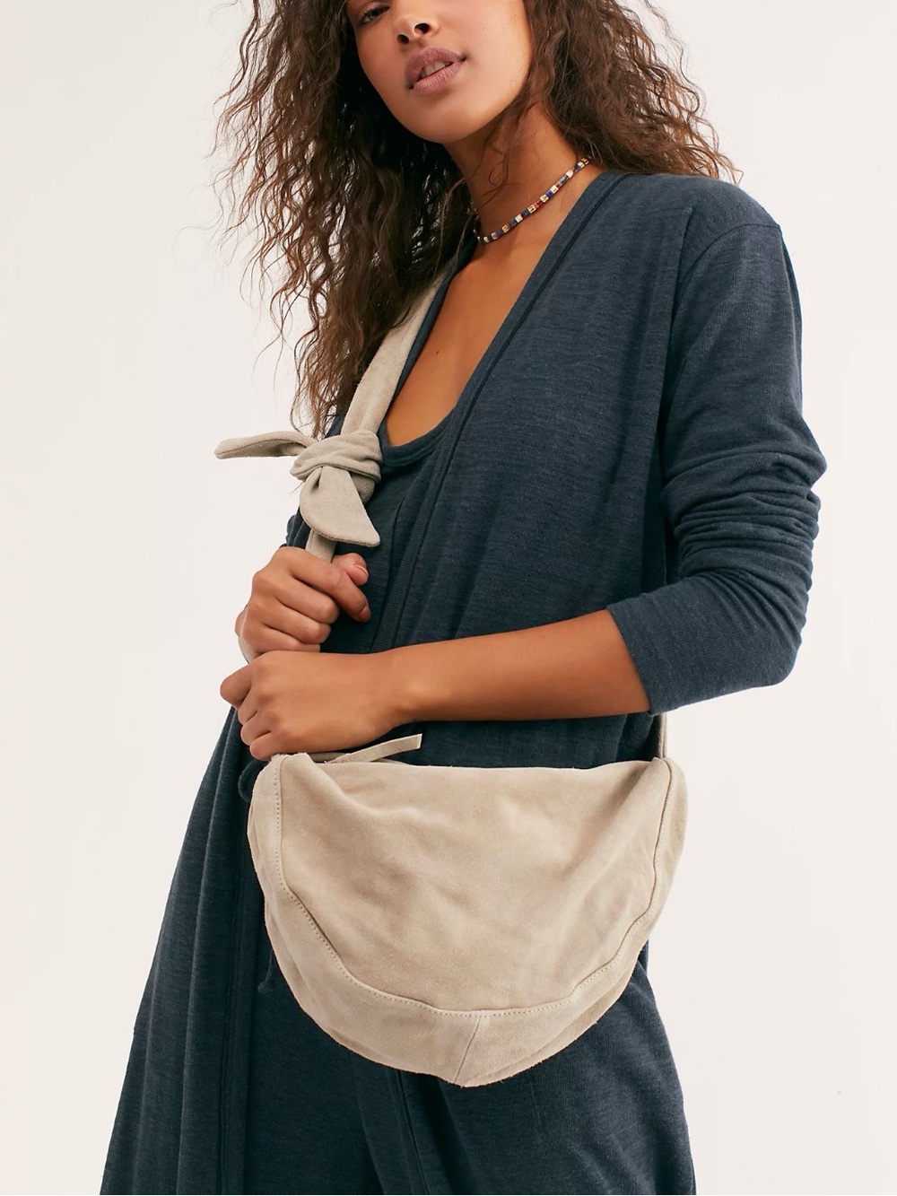 Free People AMI Suede Shoulder Sling Bag